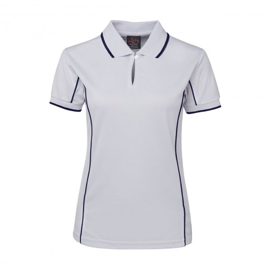 White Navy Ladies Piping Polo Shirts
